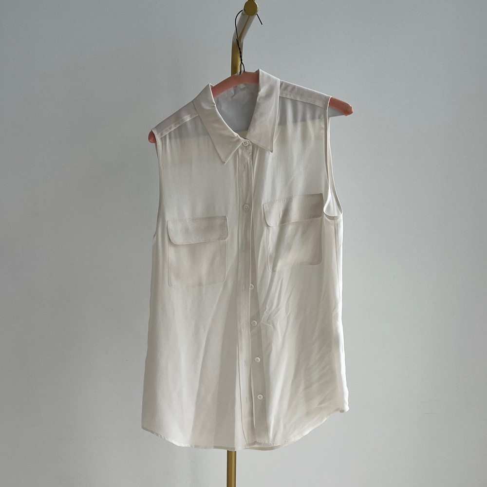 Equipment Ivory Sleeveless silk Blouse